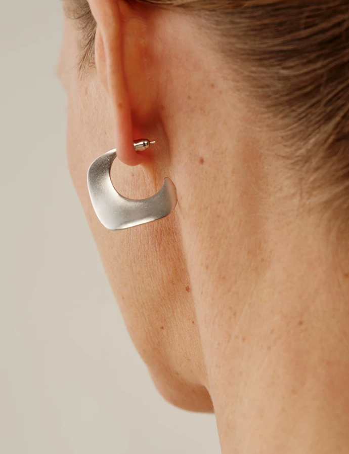 Vecchio Matte Silver Hoops