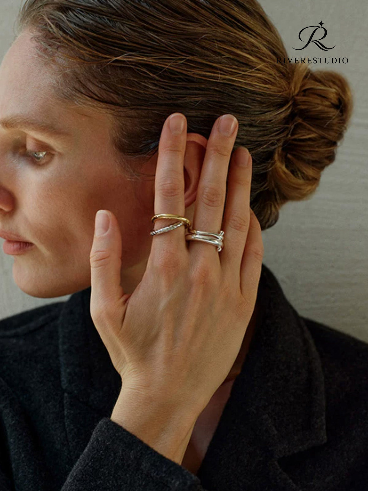Luneria Double Loop Gold Ring
